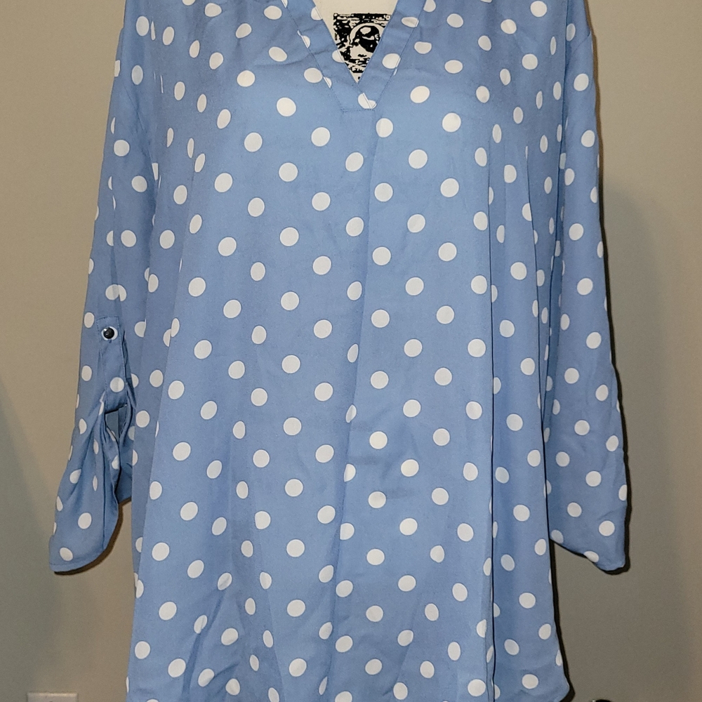 Cato Sky Blue Polka Dot Blouse